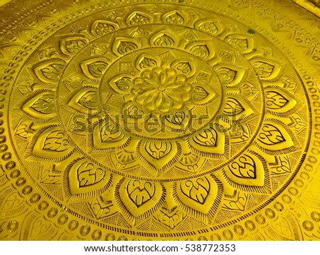 Flower pattern on gold tray ,Thailand style