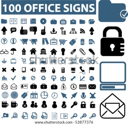 100 office signs. vector