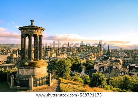 Edinburgh skyline seen from Calton Hill, Scotland Royalty-Free Stock Photo #538791175