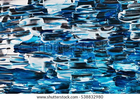 Abstract blue acrylic bright background made with paint strokes