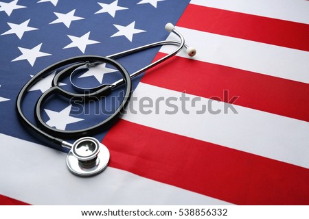 Stethoscope on American national flag