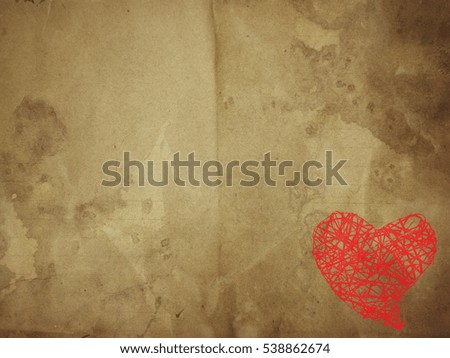 Vintage hearts card in ancient paper