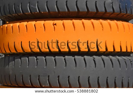 Beautiful pattern of colored tire in the sunlight