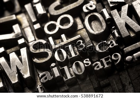 Metal Letterpress Types. 
Historical letterpress types, also called as lead letters. These kind of letters were used in Gutenberg presses. These letters were the beginning of typography