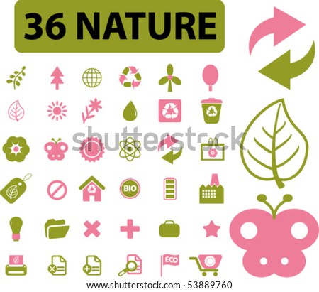 36 nature signs. vector