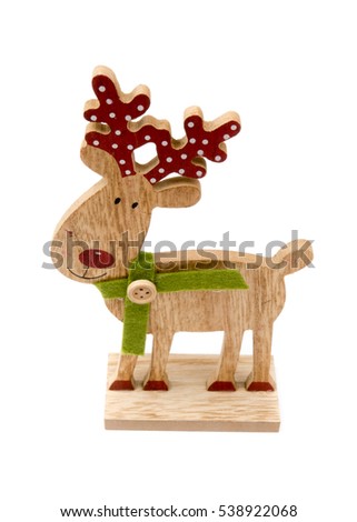 Cute little deer. Winter, Christmas, New Year decoration. Decorative deer - children's room, interior, home decor. Isolated on white background. Stag in top, front view. Closeup..