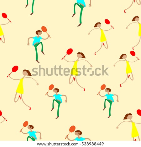 Seamless pattern with figures of athletes. Cartoon. Caricature.