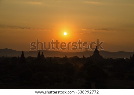 Sunset over Bagan evening. Burma (Myanmar)
