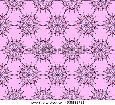 Abstract cyclical pattern of floral ornament. Seamless raster copy illustration. pink color. For the interior design, wallpaper, printing, textile industry.