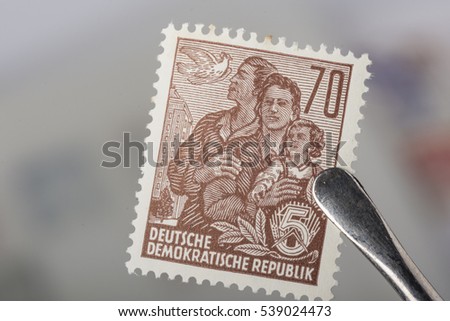 An old ex German Democratic republic postage stamp