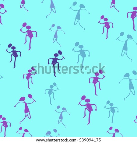 Seamless pattern with figures of athletes. Cartoon. Caricature.