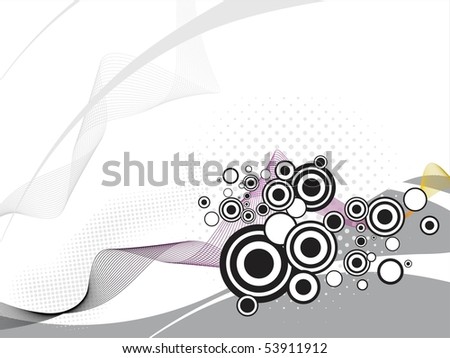 grey dotted background with wave, circle