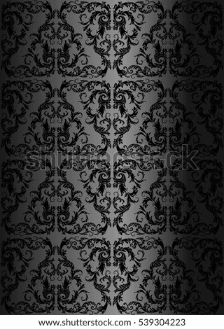 Damask seamless floral pattern. Royal wallpaper. Black tracery on a black background