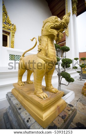 golden singha statue thailand