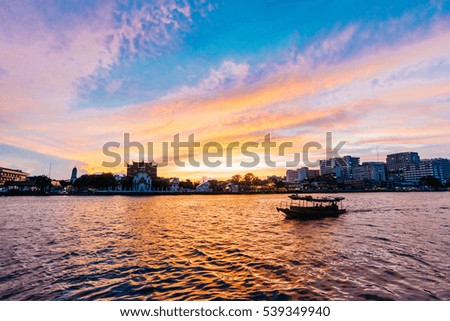 sunset at Chaopraya river Thailand