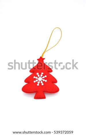 Simple isolated red pine tree with snowflake