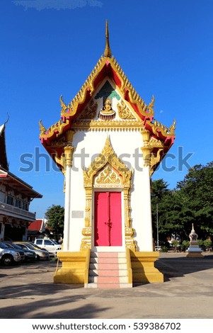 Temple in thailand with blue sky background