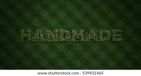 HANDMADE - fresh Grass letters with flowers and dandelions - 3D rendered royalty free stock image. Can be used for online banner ads and direct mailers.
