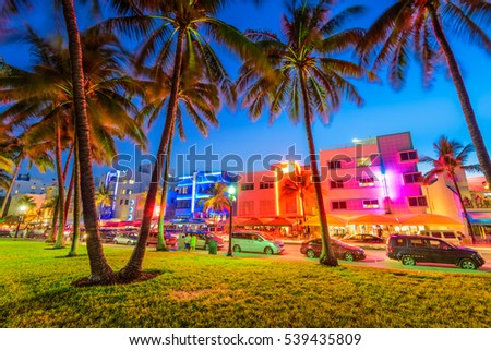 Miami Beach, Florida, USA on Ocean Drive.