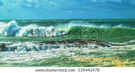 Breaking surf as a result of Seven meter(22 ft) seas just out side the entrance to Coffs Harbour.

Photographed in New South Wales, Australia.



