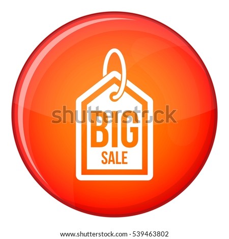 Big sale tag icon in red circle isolated on white background vector illustration