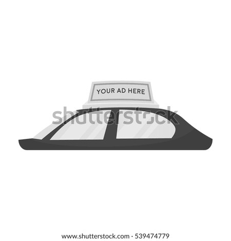 Transport advertising icon in monochrome style isolated on white background. Advertising symbol stock vector illustration.