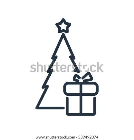 christmas tree line web icon on white background