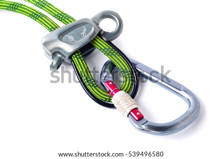 Climbing equipment for safe climbing sportsmen Royalty-Free Stock Photo #539496580