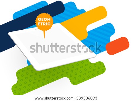 Tablet PC Icon with Geometric Background - Vector Illustration
