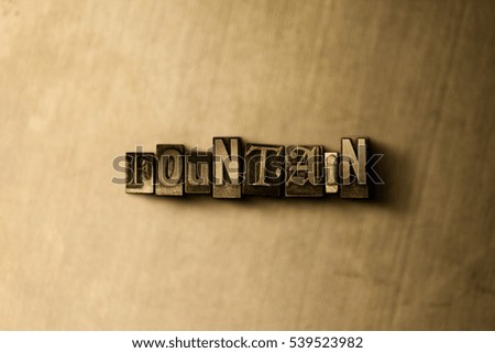 FOUNTAIN - close-up of grungy vintage typeset word on metal backdrop. Royalty free stock - 3D rendered stock image.  Can be used for online banner ads and direct mail.