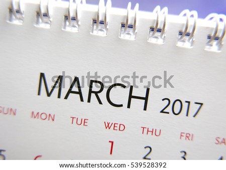 Close up calendar of March 2017