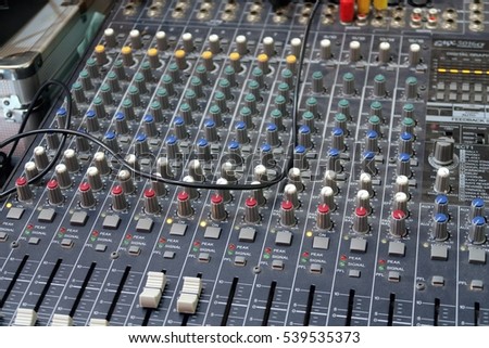 Sound music controller Electric Mixer Recording Studio Audio Equipment Digital Recorder.soft focus.            