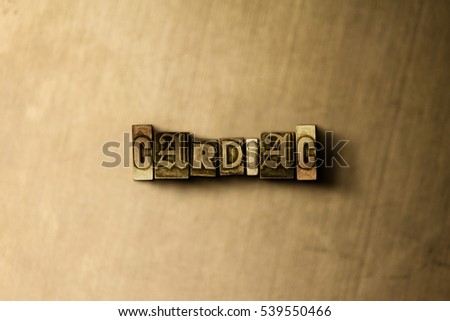 CARDIAC - close-up of grungy vintage typeset word on metal backdrop. Royalty free stock - 3D rendered stock image.  Can be used for online banner ads and direct mail.