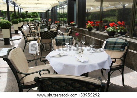 Interior of a summer terrace of restaurant Royalty-Free Stock Photo #53955292
