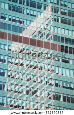 New York glass building close up, USA.