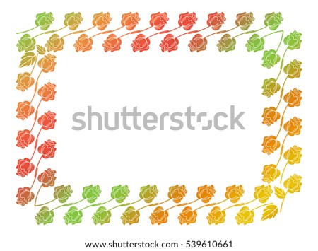 Gradient frame with roses. Color frame with roses for advertisements, wedding invitations or greeting cards. Raster clip art.