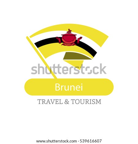 Brunei The Travel Destination logo - Vector travel company logo design - Country Flag Travel and Tourism concept t shirt graphics - vector illustration