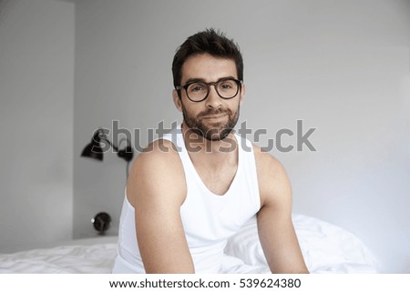 Portrait of man in morning, smiling