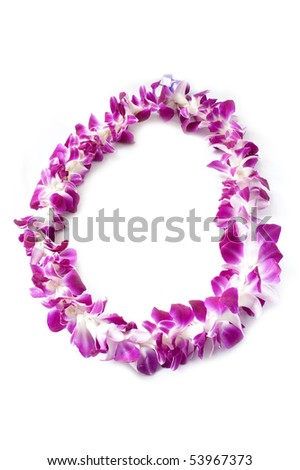 Hawaiian lei made of large orchid blooms Royalty-Free Stock Photo #53967373