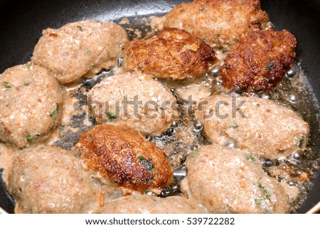delicious cutlet of meat fried in a pan