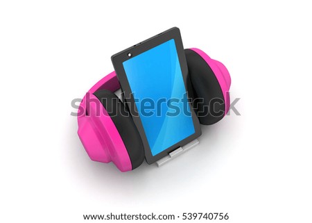3d rendering of cell phone with headphones