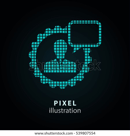 Management consulting - pixel icon. Vector Illustration. Design logo element. Isolated on black background. It is easy to change to any color.