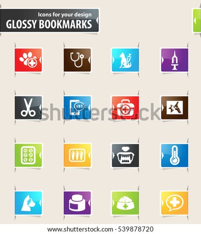Veterinary clinic icons for your design glossy bookmarks