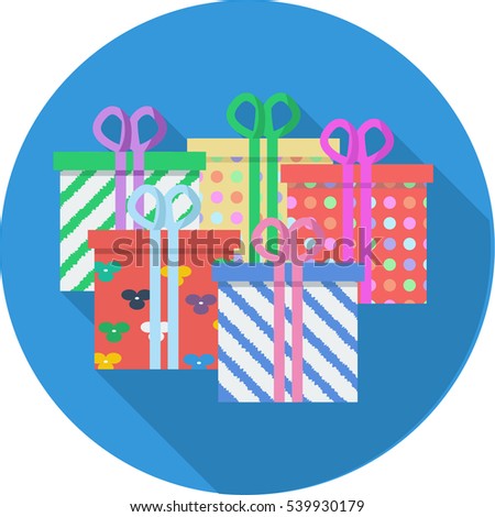 Gift box icon, flat design. Vector illustration, clip art; New year, Christmas birthday