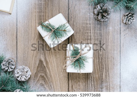 wood background, tree branches, cones, snow, a place for an inscription, congratulation norim year