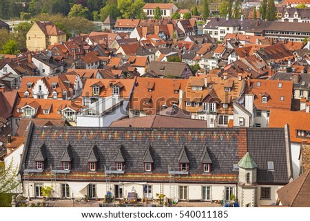 Aerial skyline view of Konstanz city, Baden-Wurttemberg state, Germany Royalty-Free Stock Photo #540011185