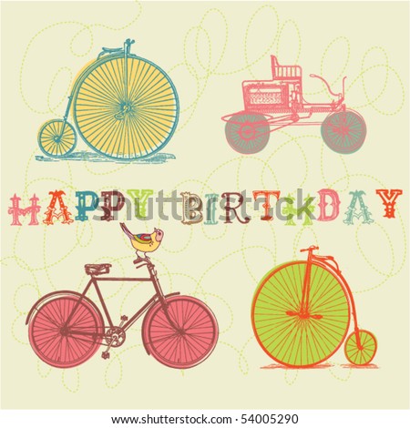 birthday card. retro bicycle