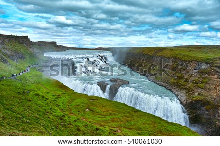 Gullfoss waterfall on the river Hvita in Haukadalur valley, in the south of Iceland