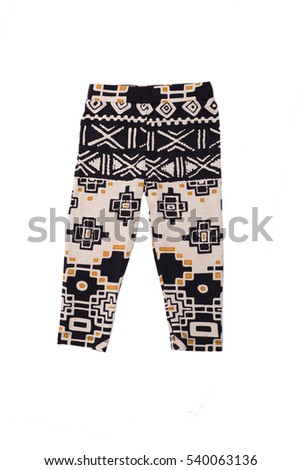 Patterned trousers in a white background