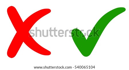Cross mark and check mark in the flat .Yes and no in  flat, vector sign